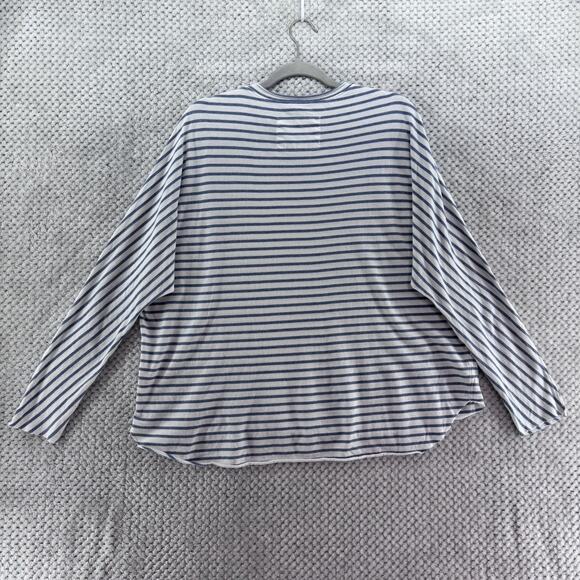 Frank & Eileen Top Womens S Blue White Striped Crew Tee Lab Long Dolman Sleeve - Picture 6 of 12